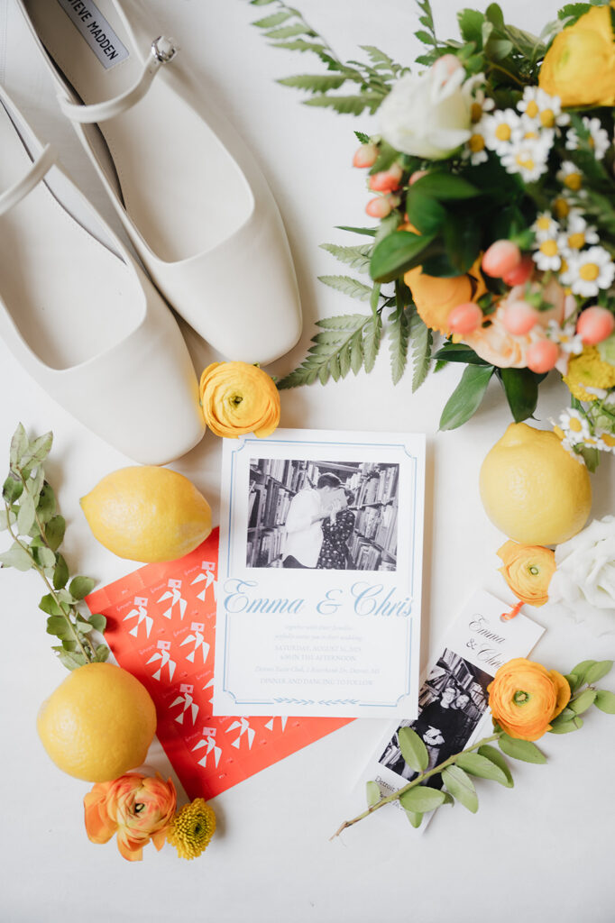 Colorful summer wedding details from Emma and Chris's Detroit Yacht Club wedding.