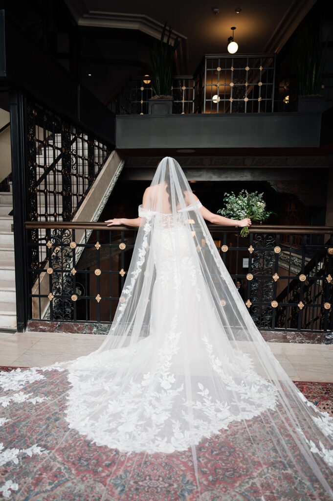 Indoor bridal portraits at Element by Westin in Detroit.