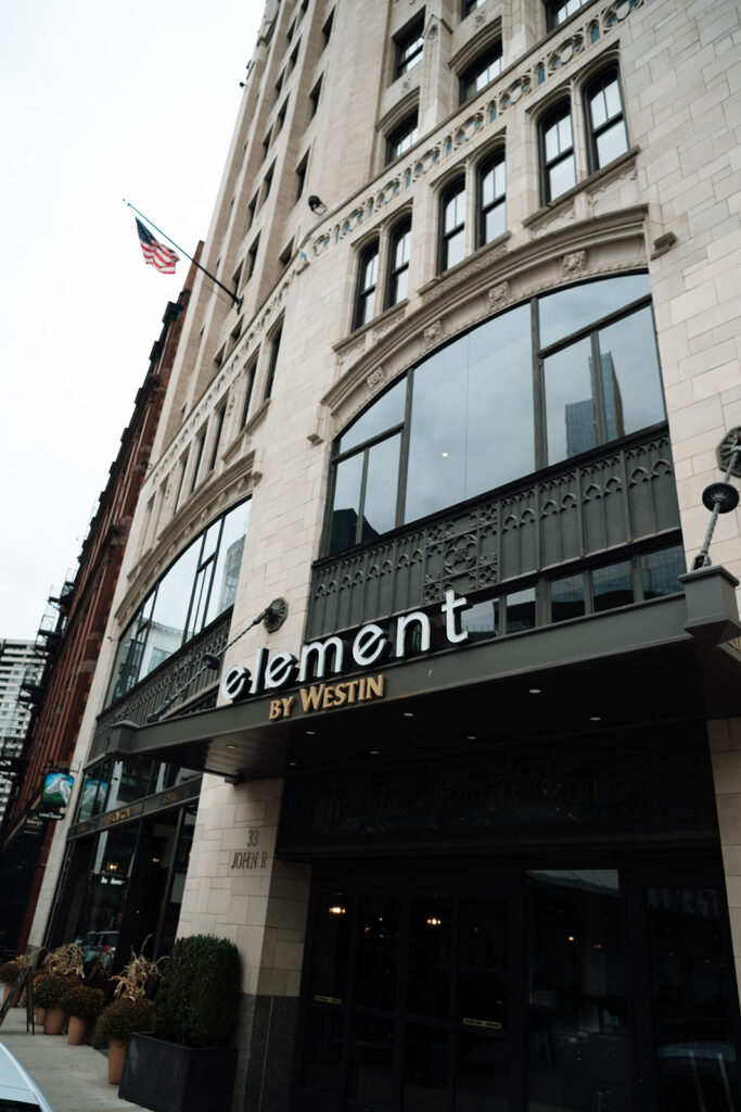 Exterior shot of Element by Westin Detroit. 