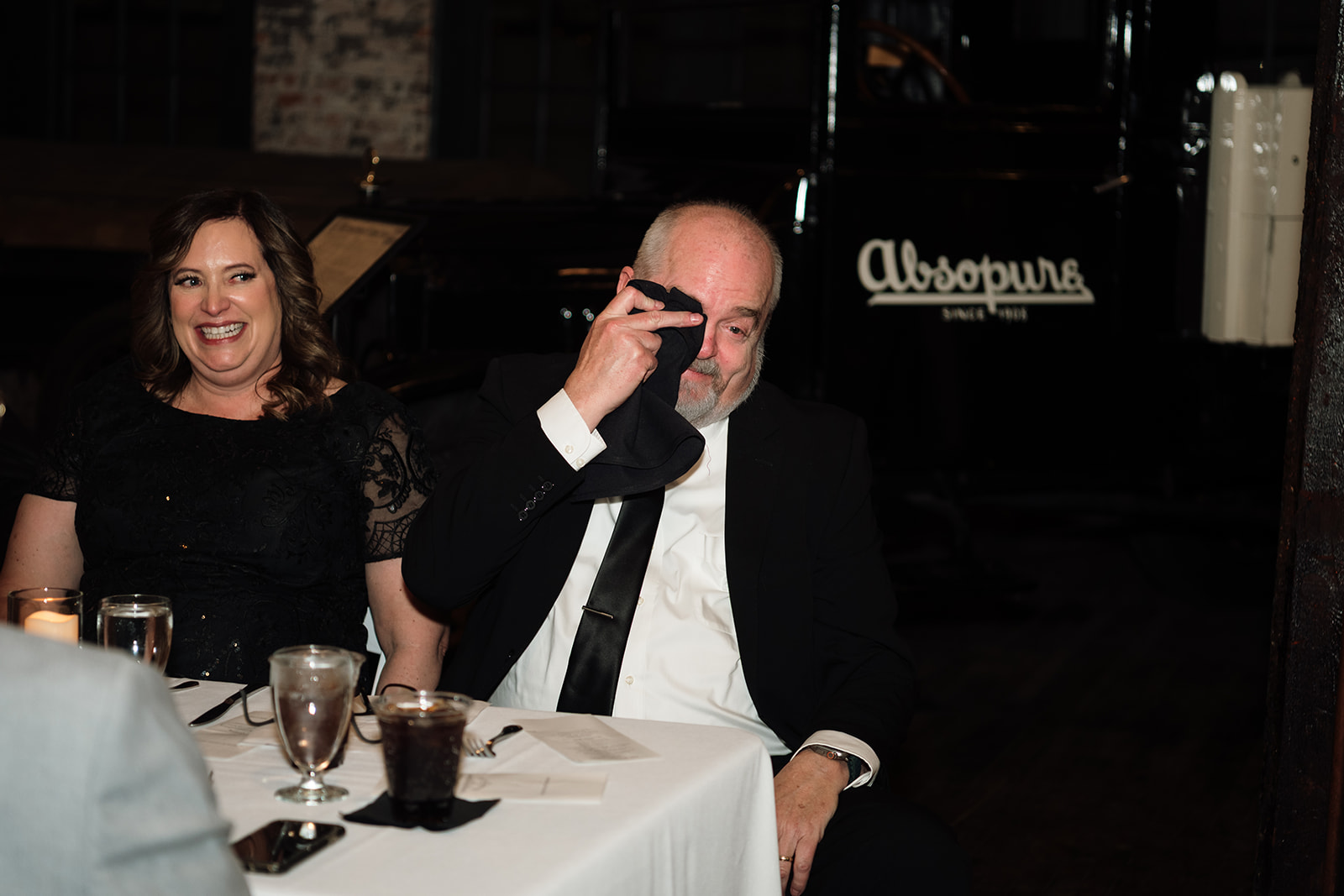 Father of the bride getting emotional during speeches.