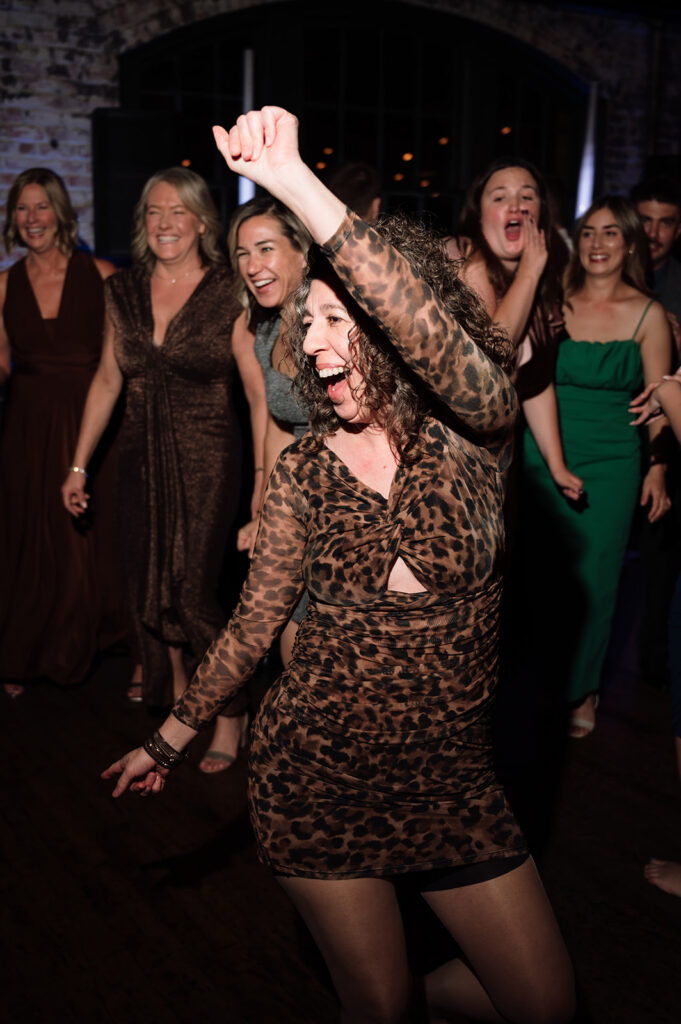 Open dancing during a Ford Piquette Avenue Plant wedding reception.