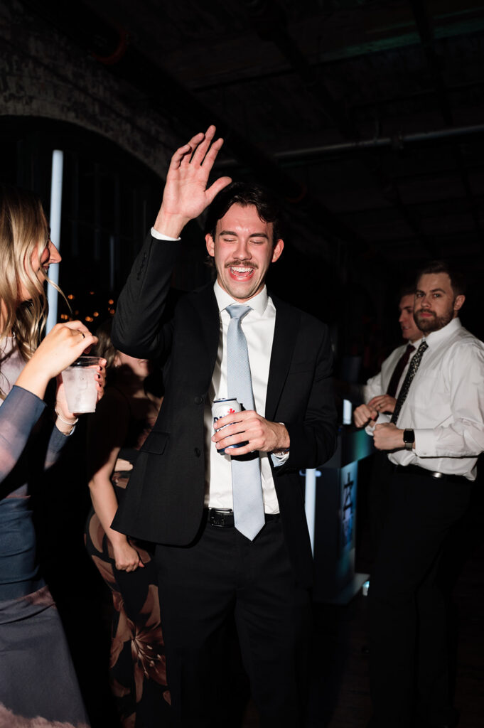Open dancing during a Ford Piquette Avenue Plant wedding reception.