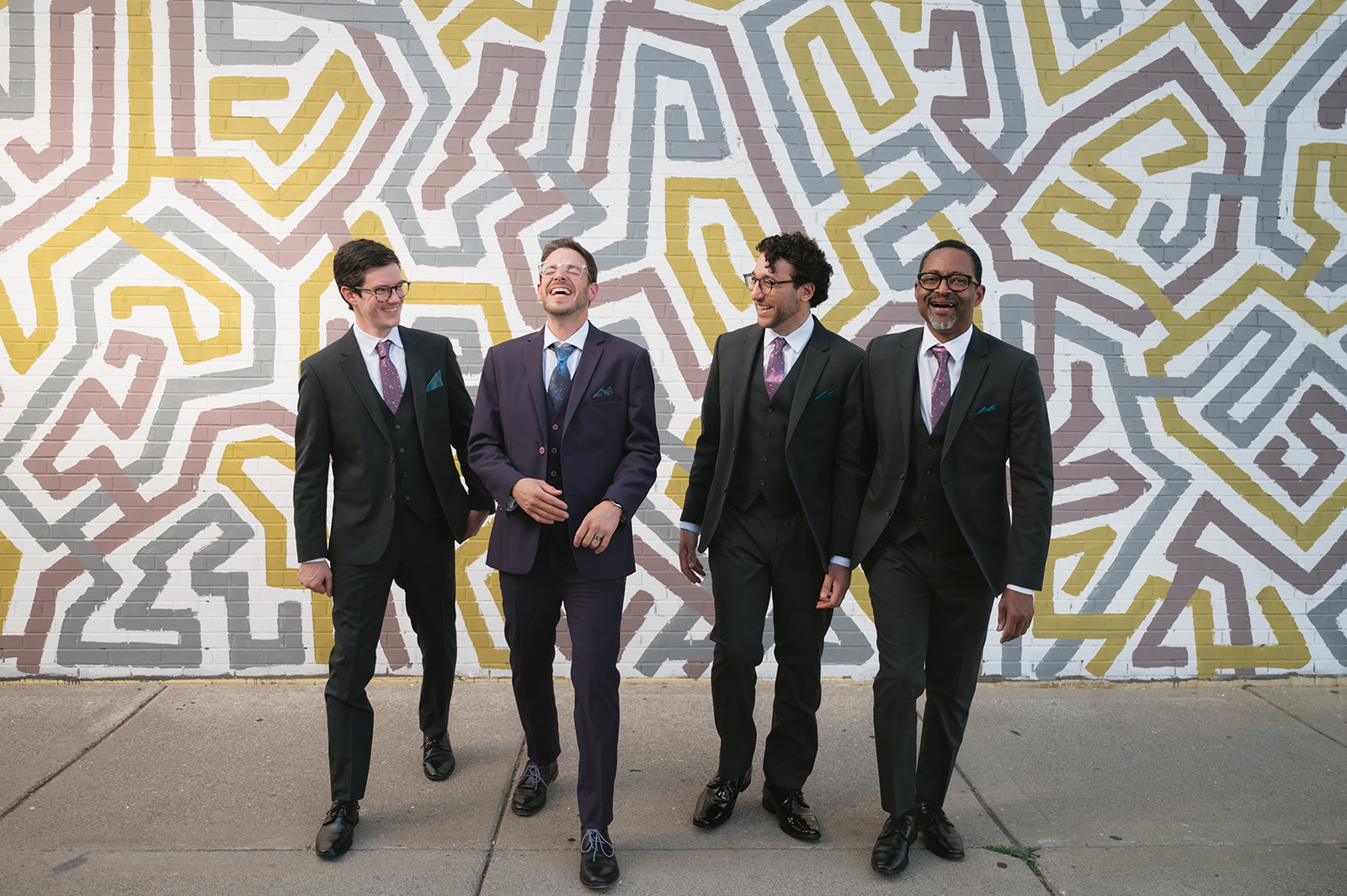 Outdoor groom and groomsmen portraits from a Ferndale, Michigan wedding.