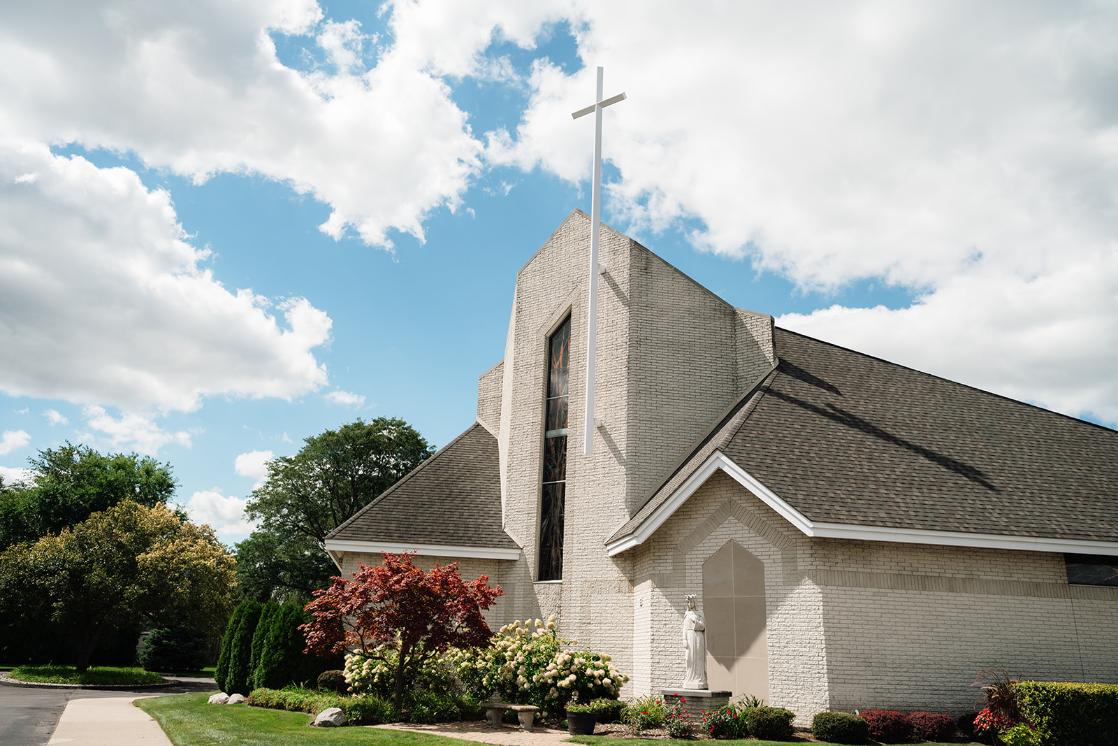 Exterior shot of St. Edith Catholic Church in Livonia.
