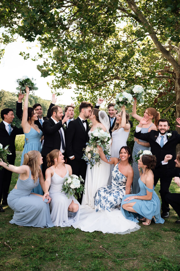 Outdoor wedding party photos at Kellogg Park in Plymouth, Michigan.