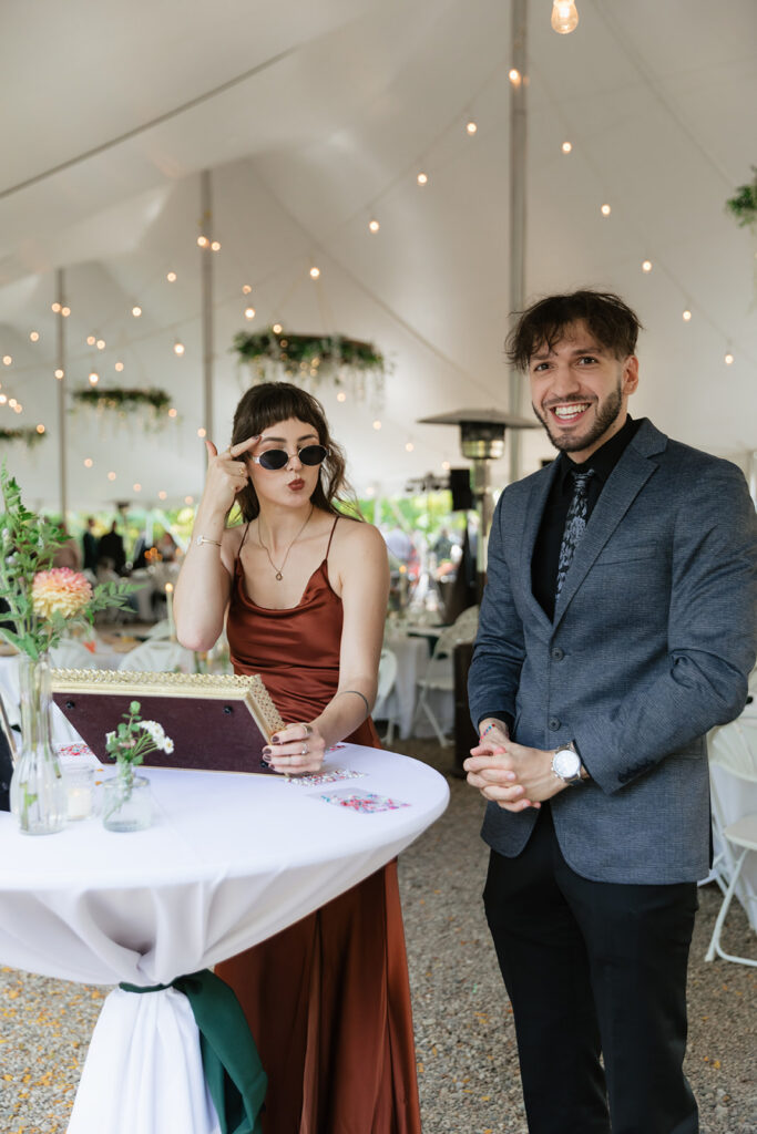 Guests posing for a photo during cocktail hour. 
