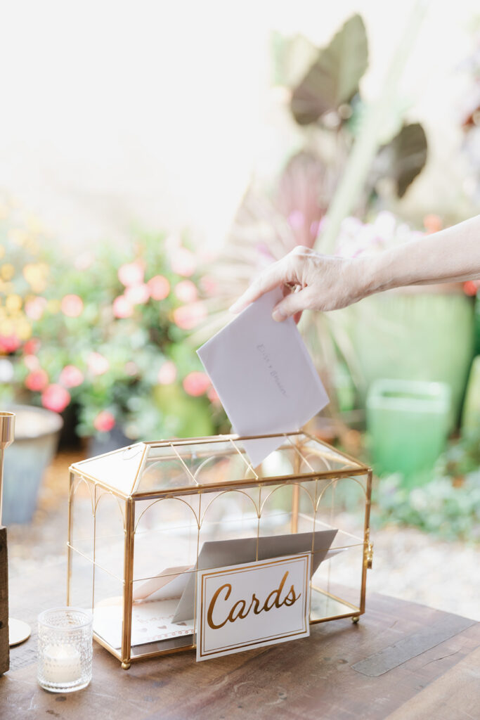 Guest inserting a card into the card basket.
