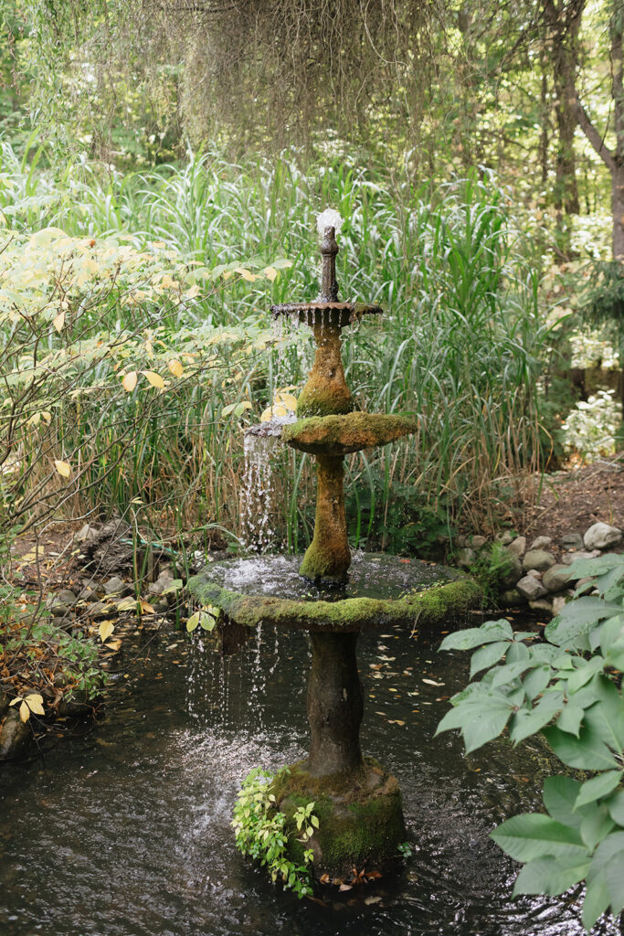 Fountain in the ceremony area at Everlastings in the Wildwood.