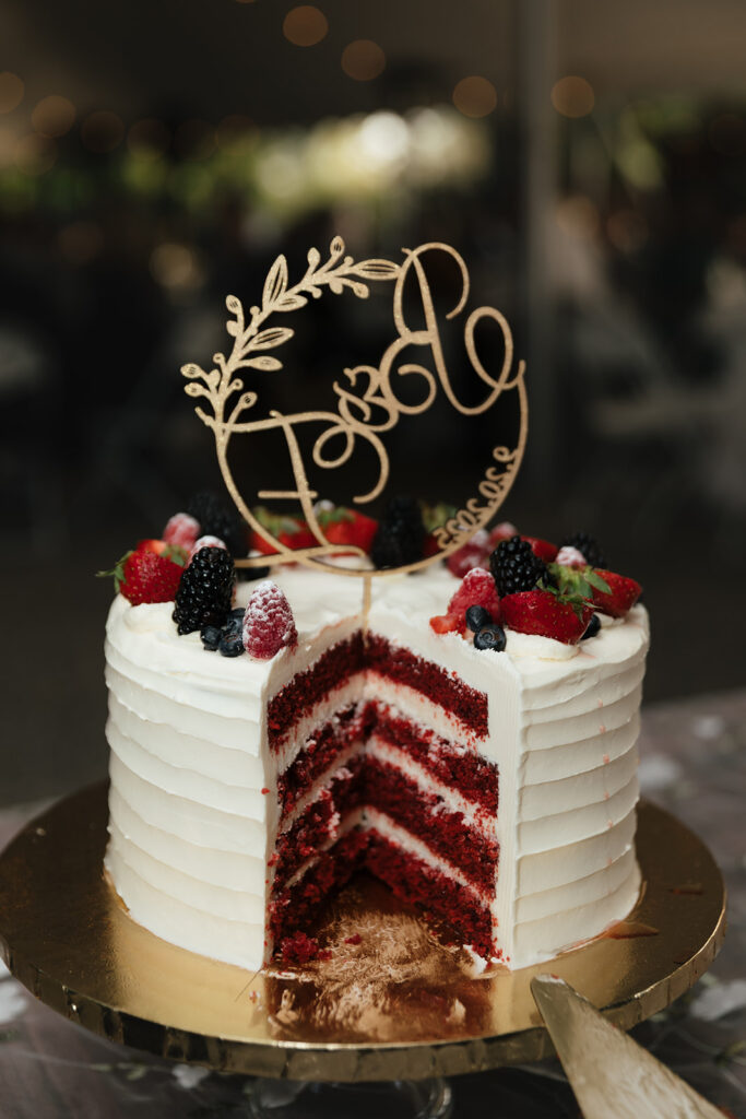 Cut into wedding cake.