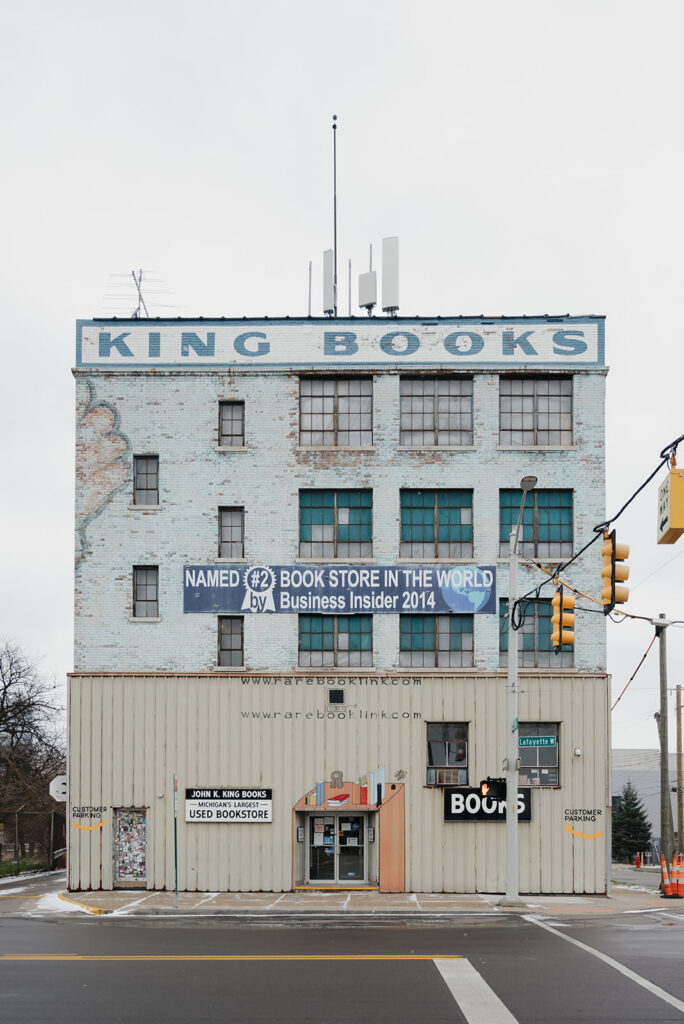 Exterior shot of John K. King Used & Rare Books in Detroit, Michigan.