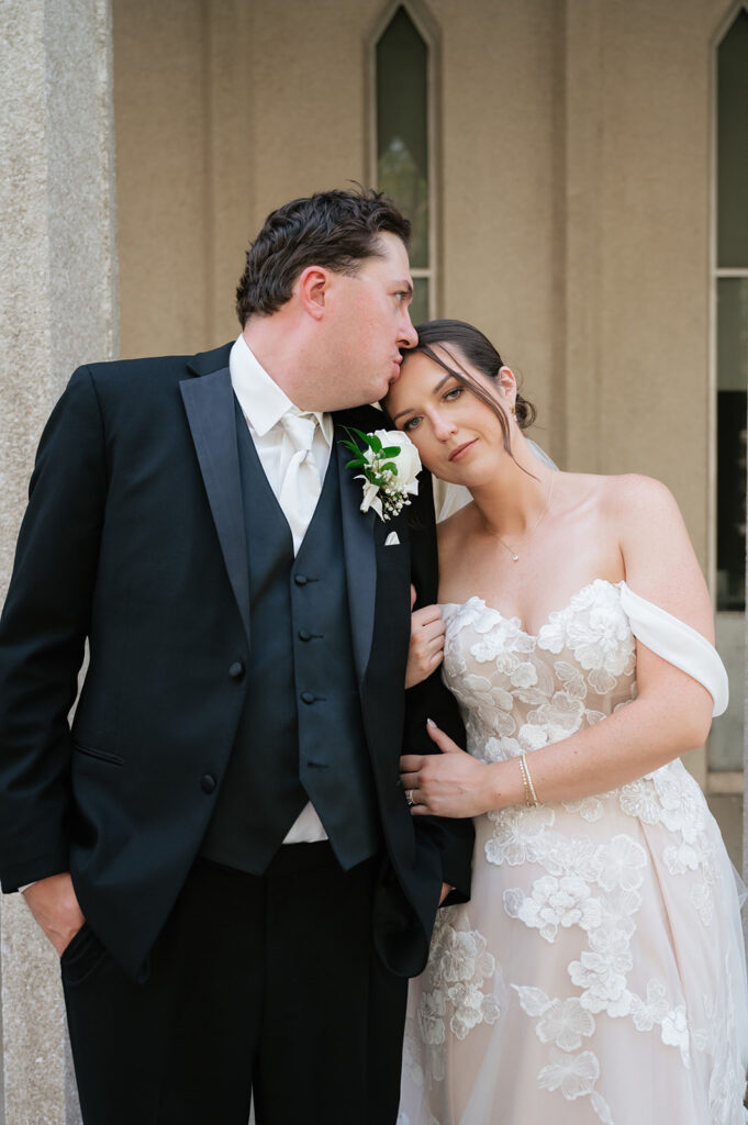 Bride and grooms portraits at Wayne State University.